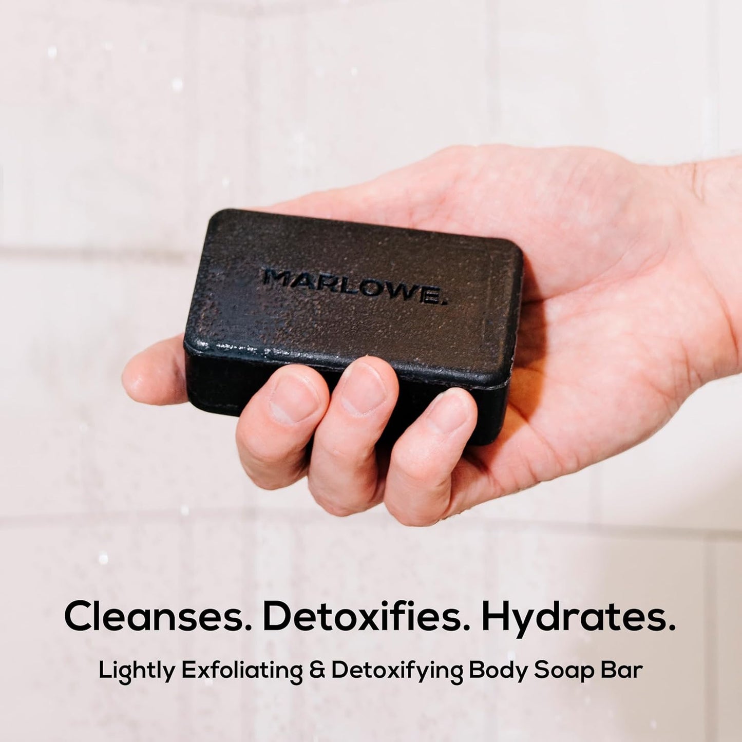 MARLOWE. No. 106 Charcoal Soap 7 oz (12 Bars) Body Bar Soap for Men, Cleansing, Purifying & Hydrating with Natural Extracts, Shea Butter, Olive Oil & Green Tea Extracts, Fresh Woodsy Scent