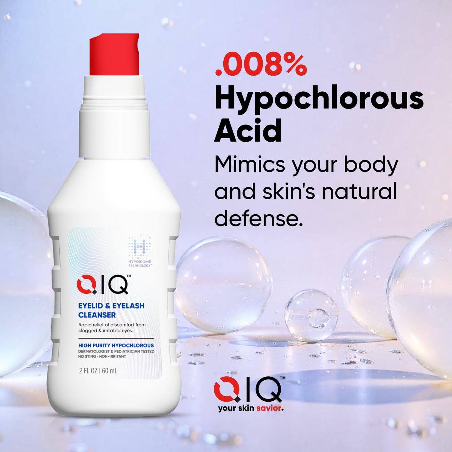 Eyelash and Eyelid Cleanser – High Purity Hypochlorous Eye Wash Solution, Lid and Lash Cleanser that Quickly Calms and Soothes Irritated, Clogged Skin (2oz)