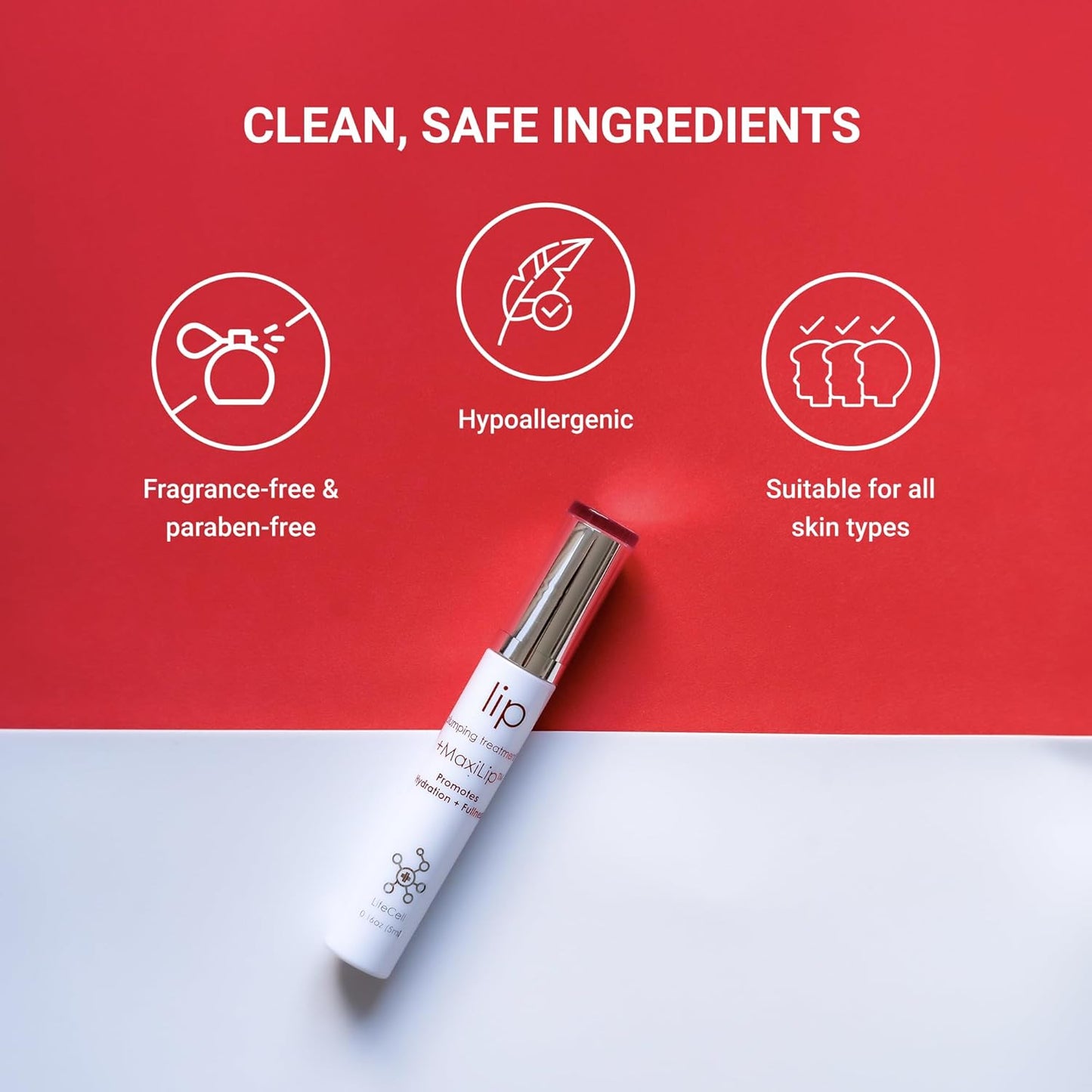 LifeCell Lip Plumping Treatment – Glossy Balm with MaxiLip Peptides for Fuller, Smoother Lips – Hydrating, Non-Irritating, Fragrance-Free Lip Care for All Skin Types