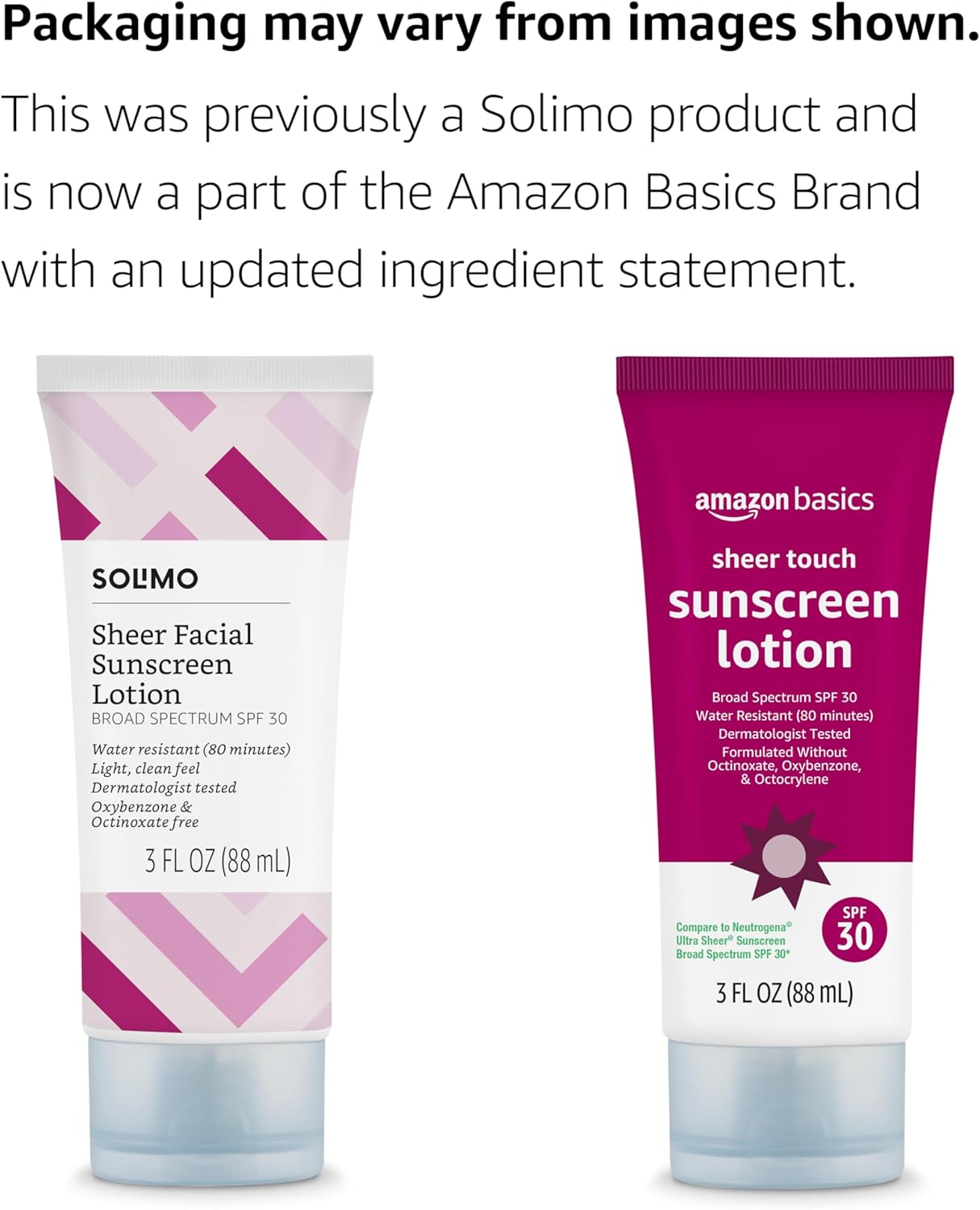 Amazon Brand - Solimo Sheer Face Sunscreen, Formulated without Octinoxate & Oxybenzone, Unscented, 3 fl oz (Pack of 1)