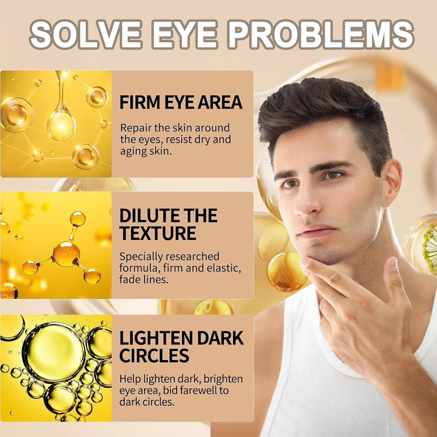 Eye Repair Stick for Men, Under Eye Roller for Eyes Bags and Dark Circles, Cooling Stick Hydrates and Depuffing, Gentle, Natural Formula (2pcs, 0.35 fl.oz)