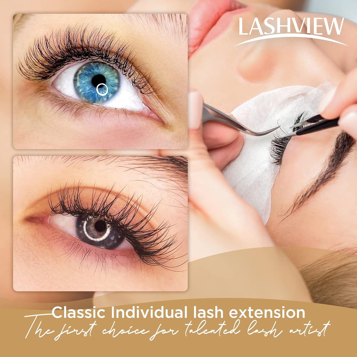 LASHVIEW 0.20 Thickness Eyelash Extensions 9mm D Curl Silk Fake Natural Thick Lashes Individual Semi-Permanent Eyelashes Silk lashes (Salon Use)