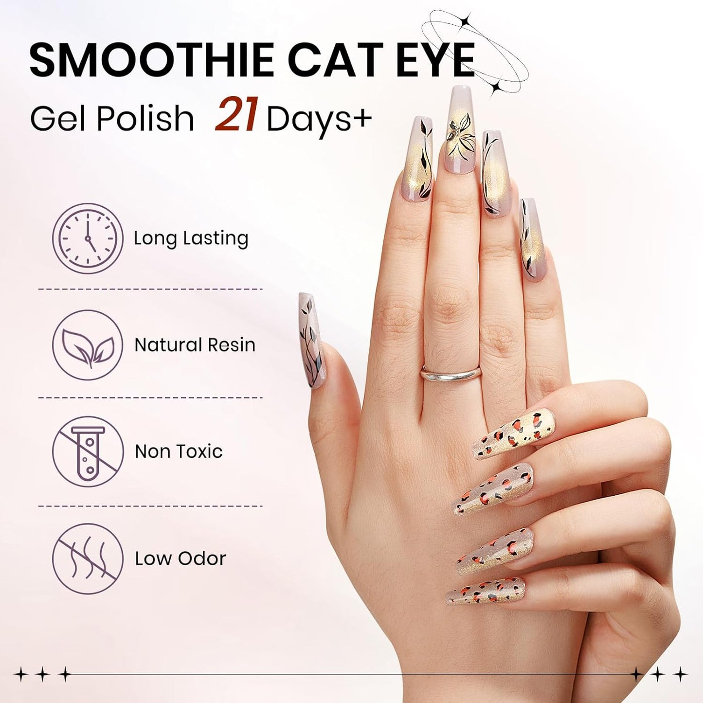 Cat Eye Gel Nail Polish, Nude Glitter Cat eye Gel Polish Holographic Magnetic Gel Polish Shimmer CatEye Effect with Magnet Soak Off Gel Salon DIY at Home, 0.5 OZ