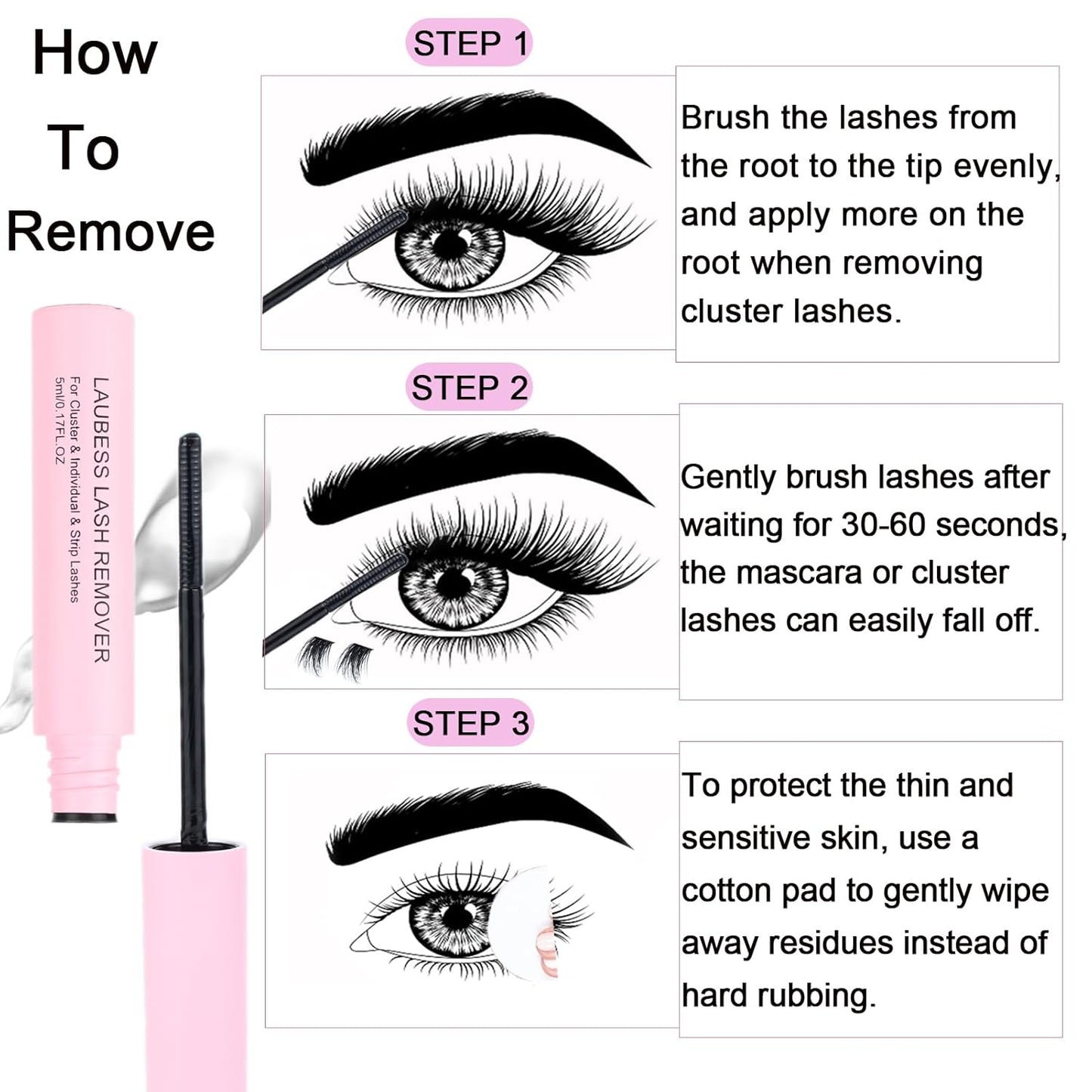 Lash Clusters Kit LAUBESS DIY Lash Extension Kit Lash Bond and Seal Waterproof Lash Glue Remover Tweezers Brush Cluster Eyelash Extensions Kit Eyelash Clusters (Kit 40D-C-Mix14-18)