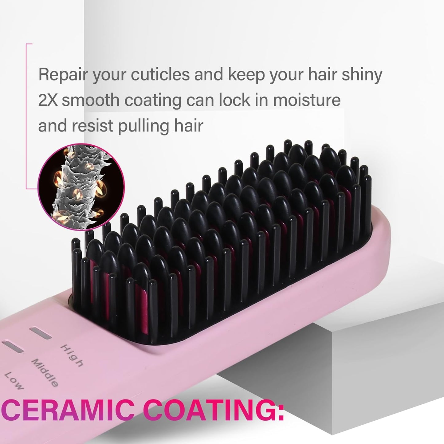 Rechargeable Hot Hair Brush Straightener Heat Pressing Combs Ceramic Electric Straightening Comb, Anti Burn for Natural Black Hair Beard Wigs Holiday Gifts