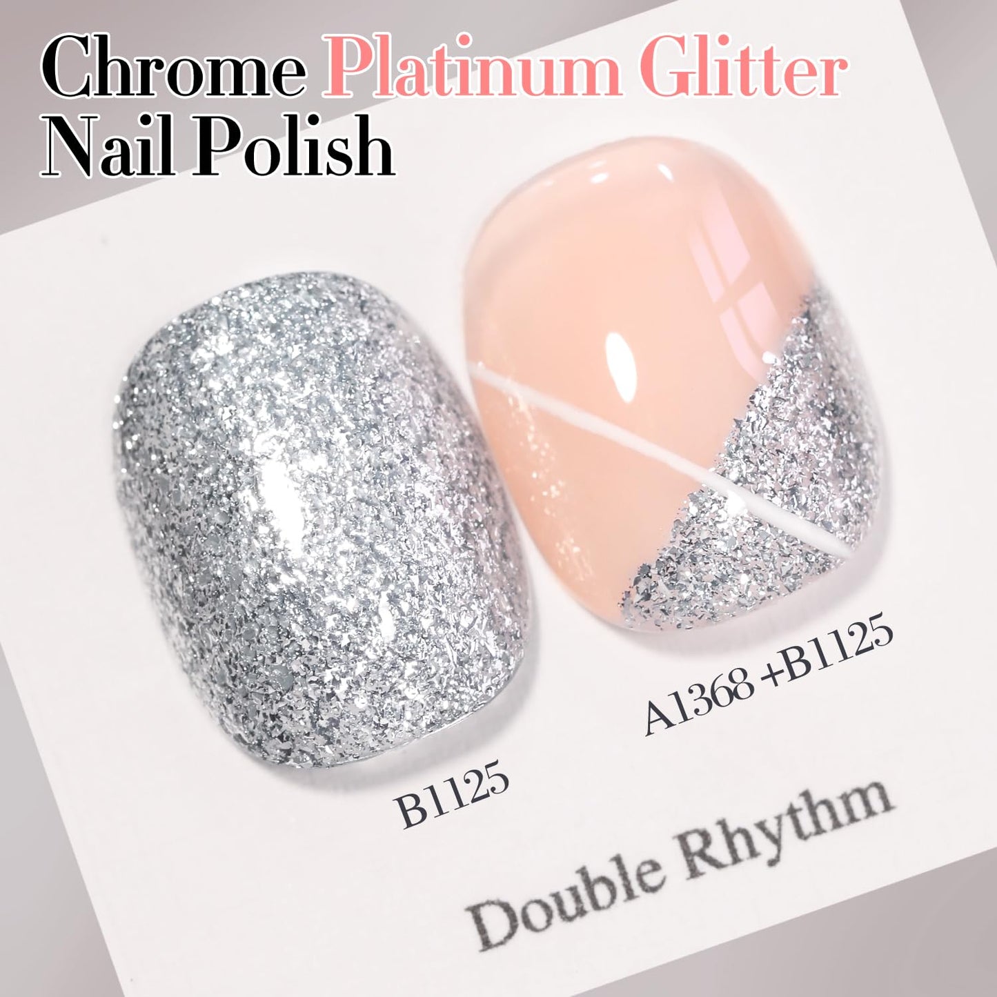 Double Rhythm 15ML Silver Glitter Gel Polish Color Reflective Sparkle Soak Off Nail Polish Manicure Salon DIY at Home (Silver-B1125)