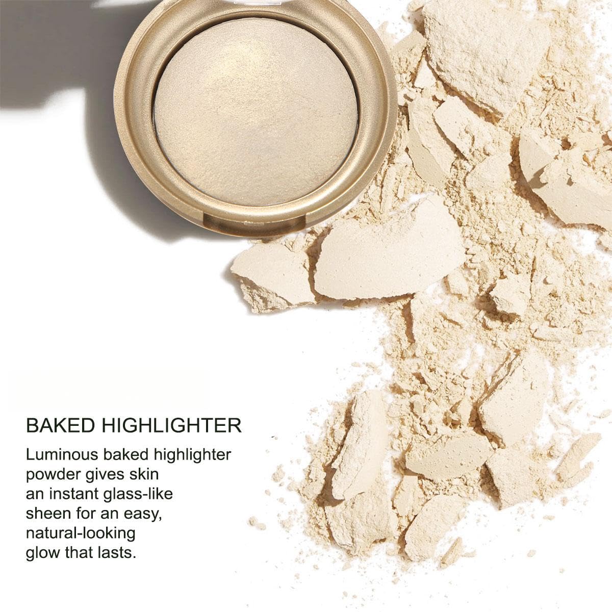 Baked Highlighter Contour Powder Sheer Pearl Shimmer Shades for Face Highlighter Makeup Brighten Up (306-Solar)