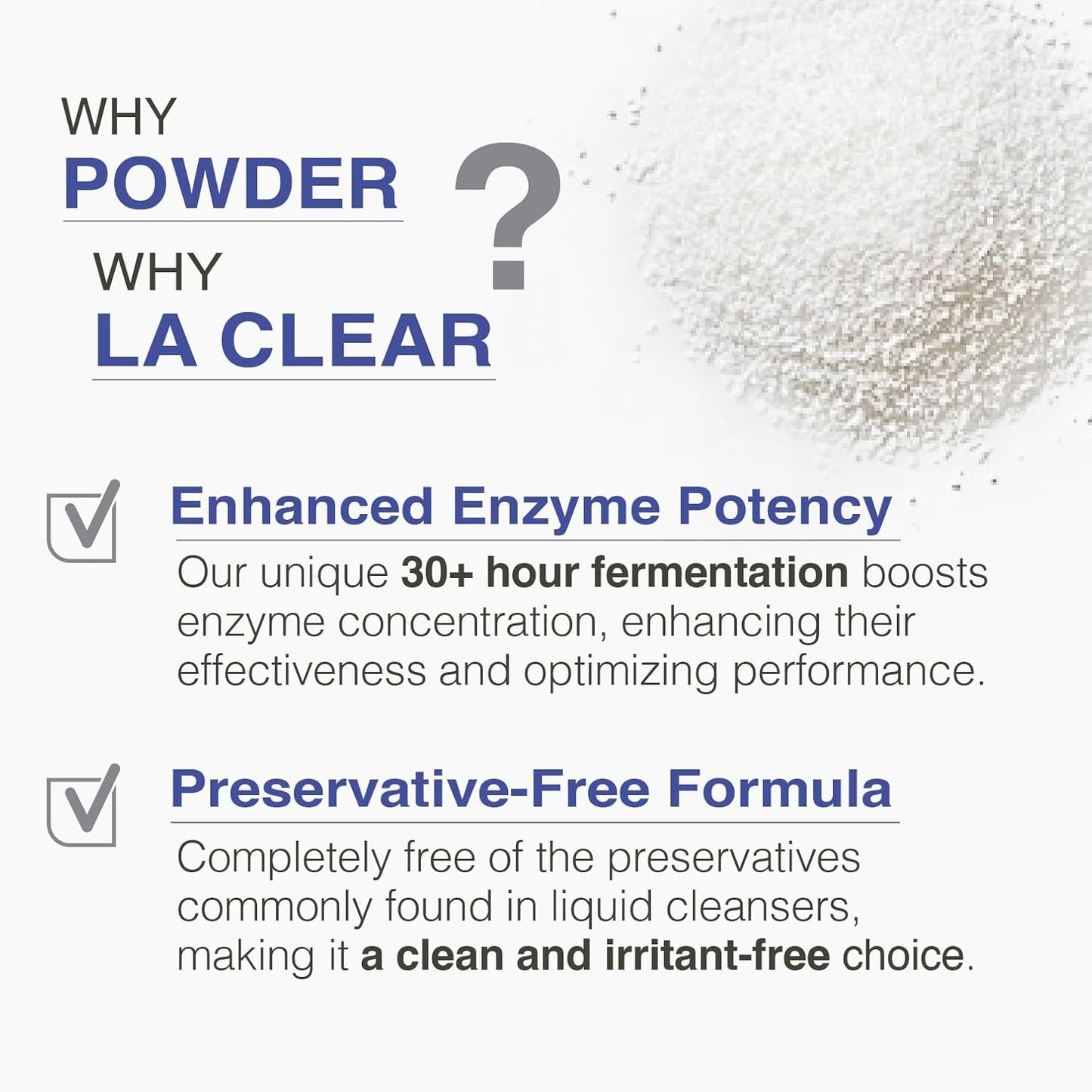 La clear Pure Mild Enzyme Powder Cleanser - Daily Exfoliating Facial Wash for Sensitive/Acne/All Skin Types. Natural Ingredients, pH5.8, Phthalate/Fragrance-Free, 2.5oz