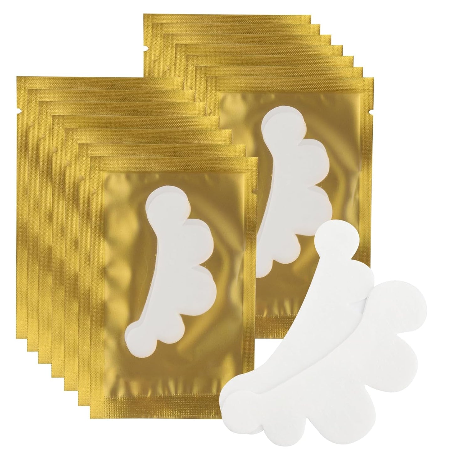 100 Pair Set Eye Gel Pads For Eyelash Extensions Lint Free Patches Beauty Tools (Gold)