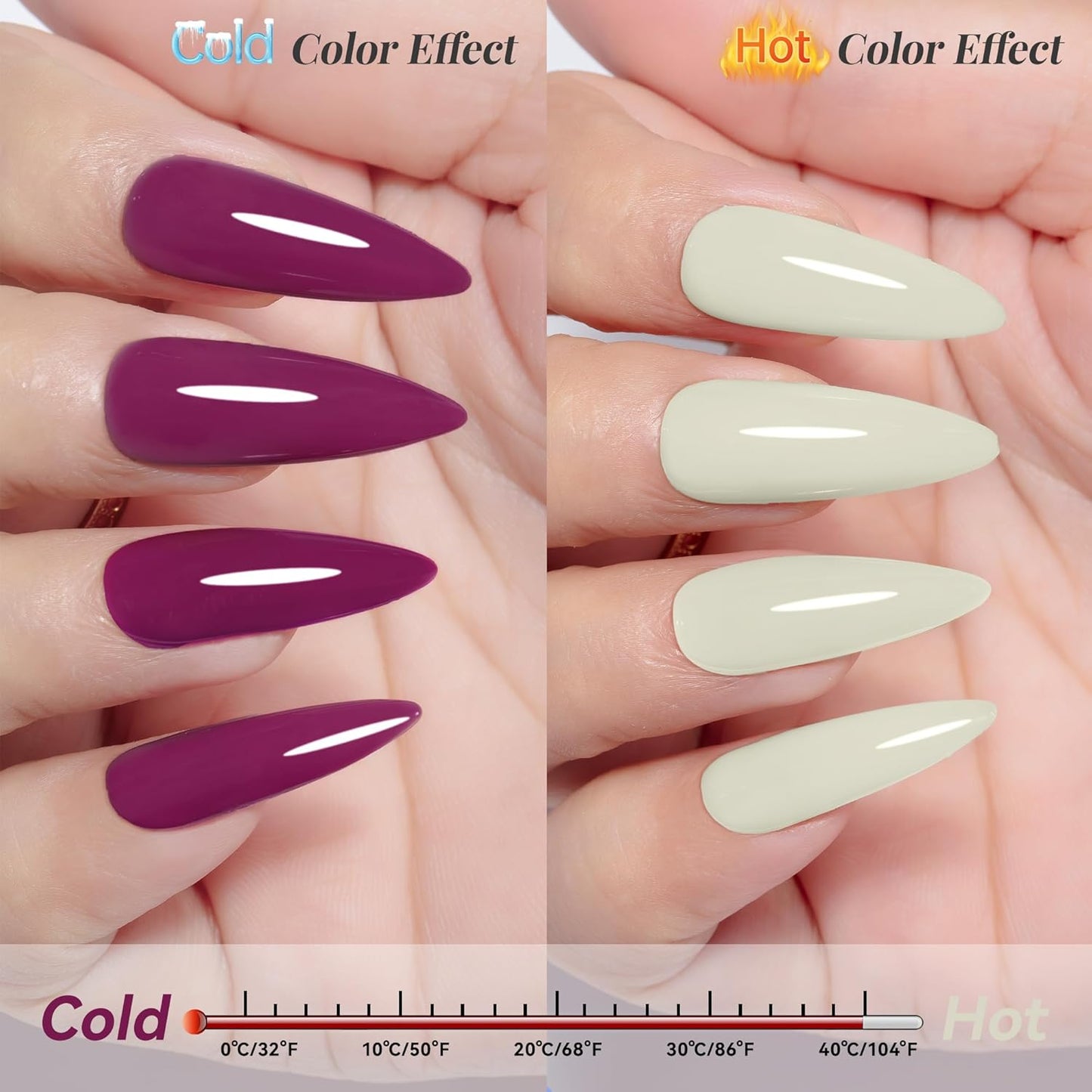 YTD Likomey Color Changing Gel Nail Polish,15ml Green to Grape Purple Mood Temperature Change Colors UV Nail Gel,Fall Winter Thermal Ombre Salon Manicure Nails Varnish,WB427