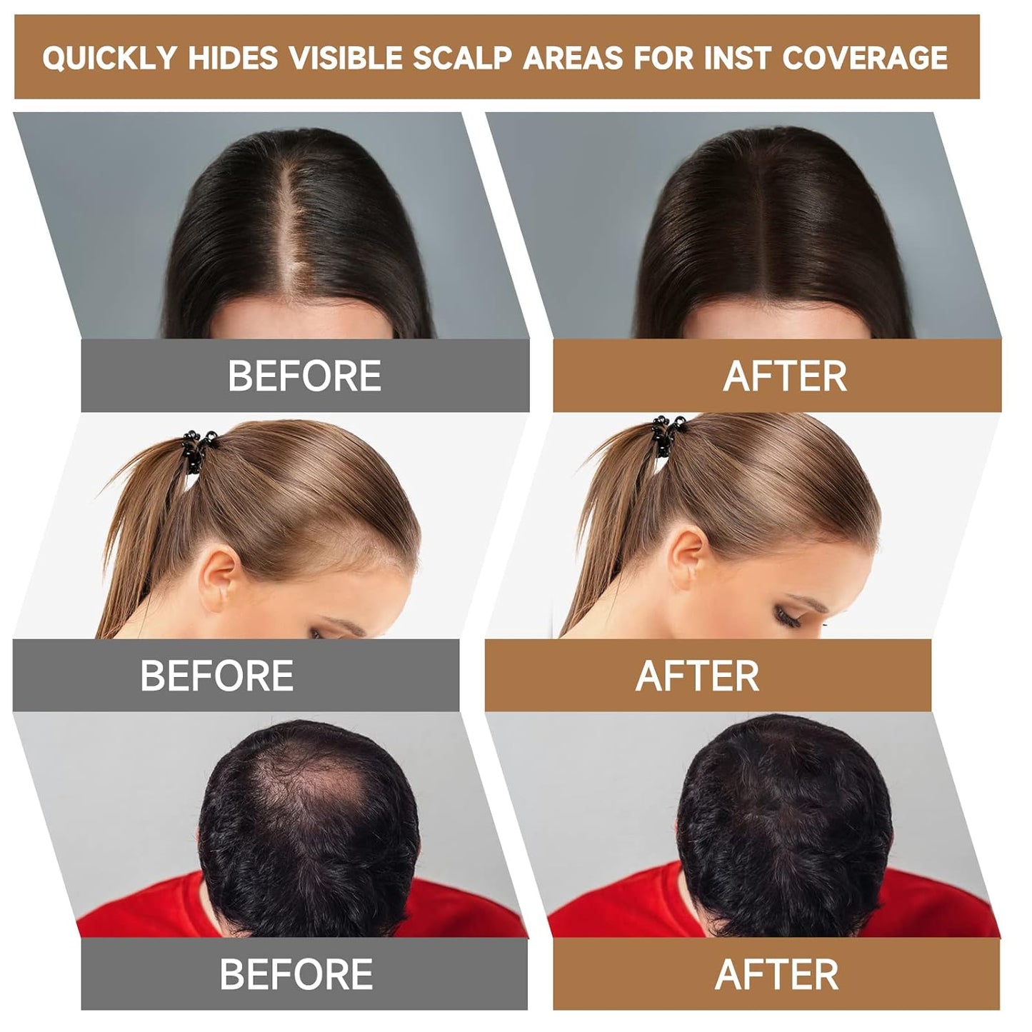 Root Touch Up Powder, Instantly Gray Hair Cover Up, Women Color Root Coverage Shadow Powder for Thinning Grey Hairline, Men Roots Concealer for Hair Loss Beard Line Eyebrow, Dark Brown