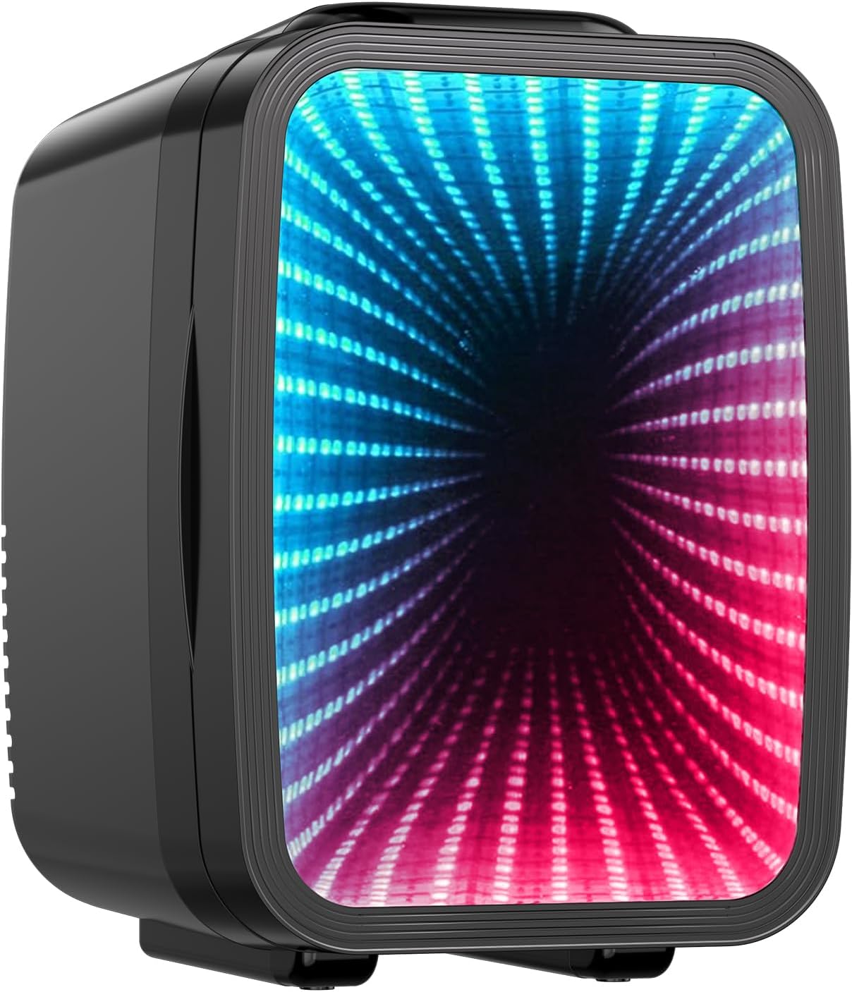 MF01C Mini Fridge, 7 Light Modes With Running Light Mode, 4 Liter/6 Cans, Quiet Cooling & Retention Function, AC/DC Power, Gaming Mini Fridge for Bedrooms, Office and Car