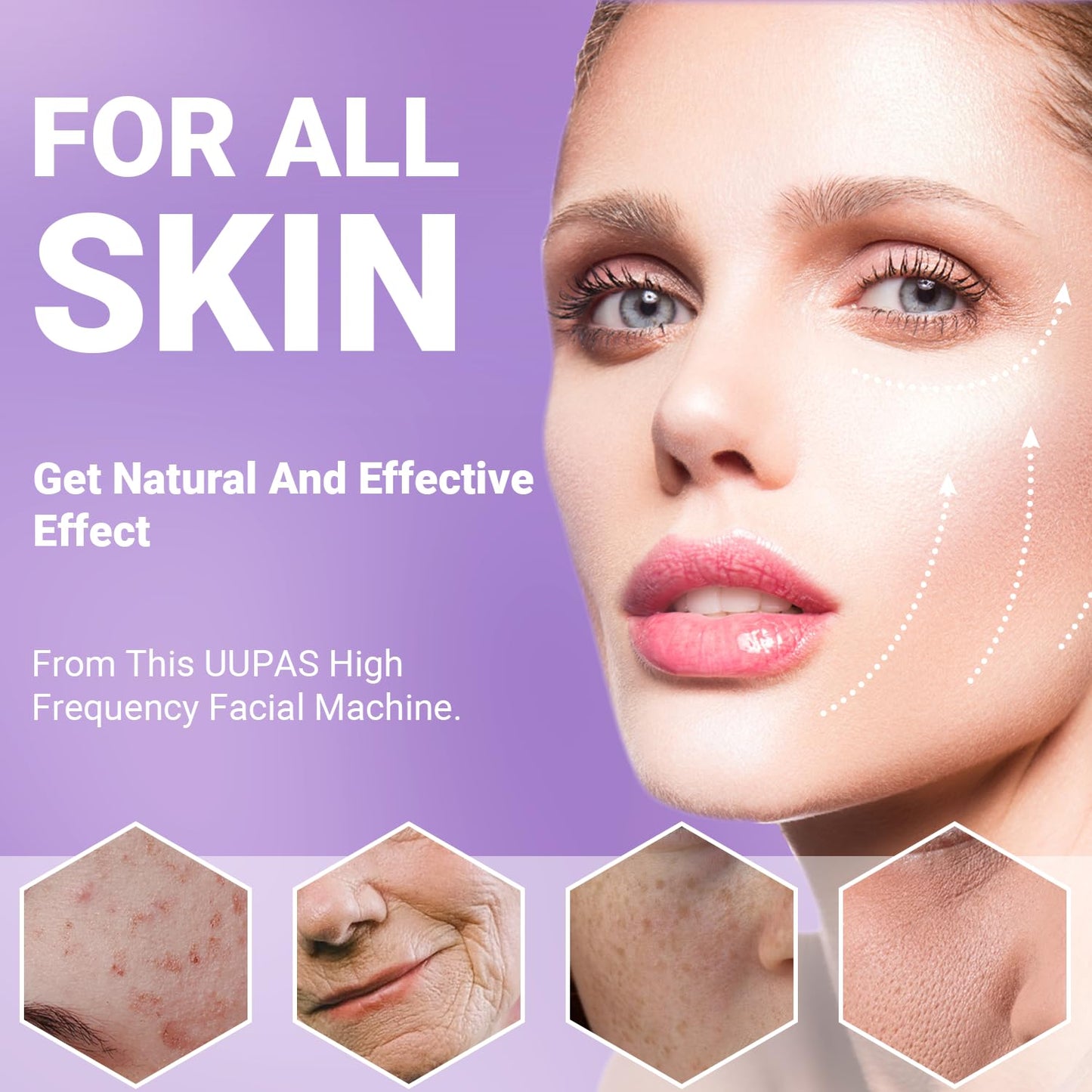 High Frequency Facial Wand-UUPAS Portable Handheld High Frequency Facial Machine Skin Facial Wand with 4 Violet Tubes