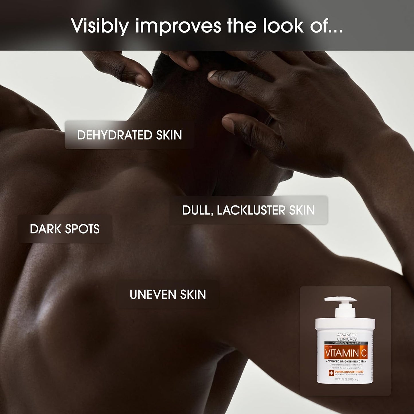 Advanced Clinicals Brightening Vitamin C Cream + 5% Niacinamide Serum W/Hyaluronic Acid 2pc Set | Vitamin C Body Lotion Moisturizer & Dark Spot Remover Face Serum | Skin Care Products, 2pc Bundle