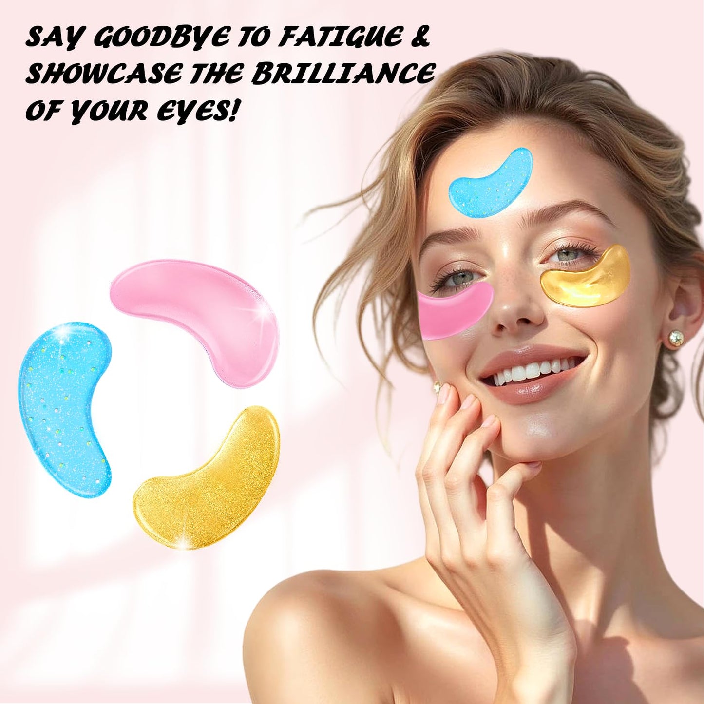 Eye Mask Gift Box (48 Pairs) - Caffeine, 24K Gold, Retinol Triple Energy - Fights Puffiness, Dark Circles, Fine Lines, Firming Under Eye Patches - Birthday, Bachelorette Party, Bridesmaid Gift