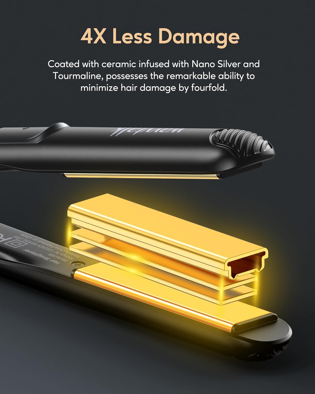 Wavytalk Pro Mini Temperature Adjustable Hair Straightener - 0.7 Inch Small Flat Iron for Short Hair, Curls, Bangs, Travel Use, Dual Voltage, Extended Size, Black