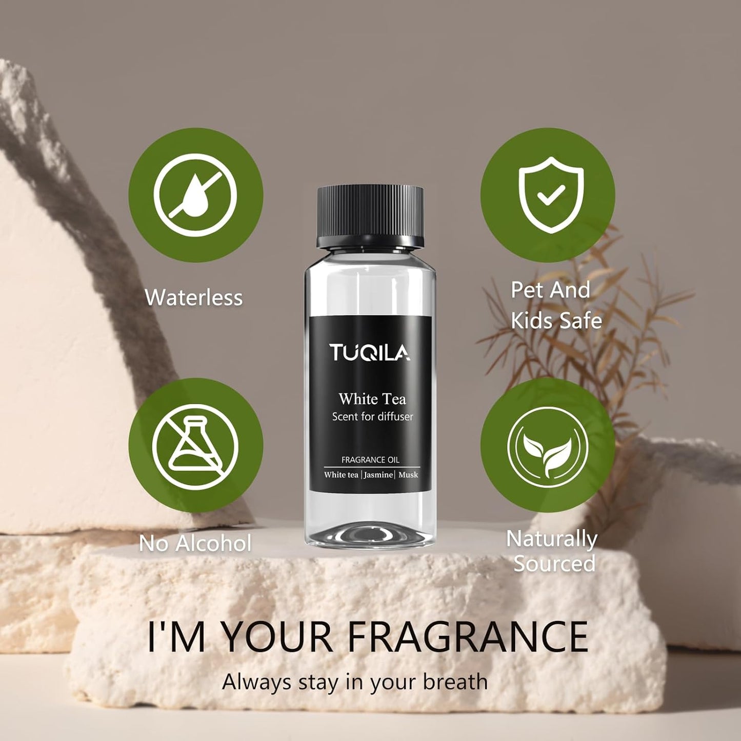 White Tea Essential Oil for Waterless Diffusers - 120ML Luxury Home & Car Air Freshener, Natural Aromatherapy Scent Refill for Office, Home, Car, Spa - Premium Aroma Scent Oils