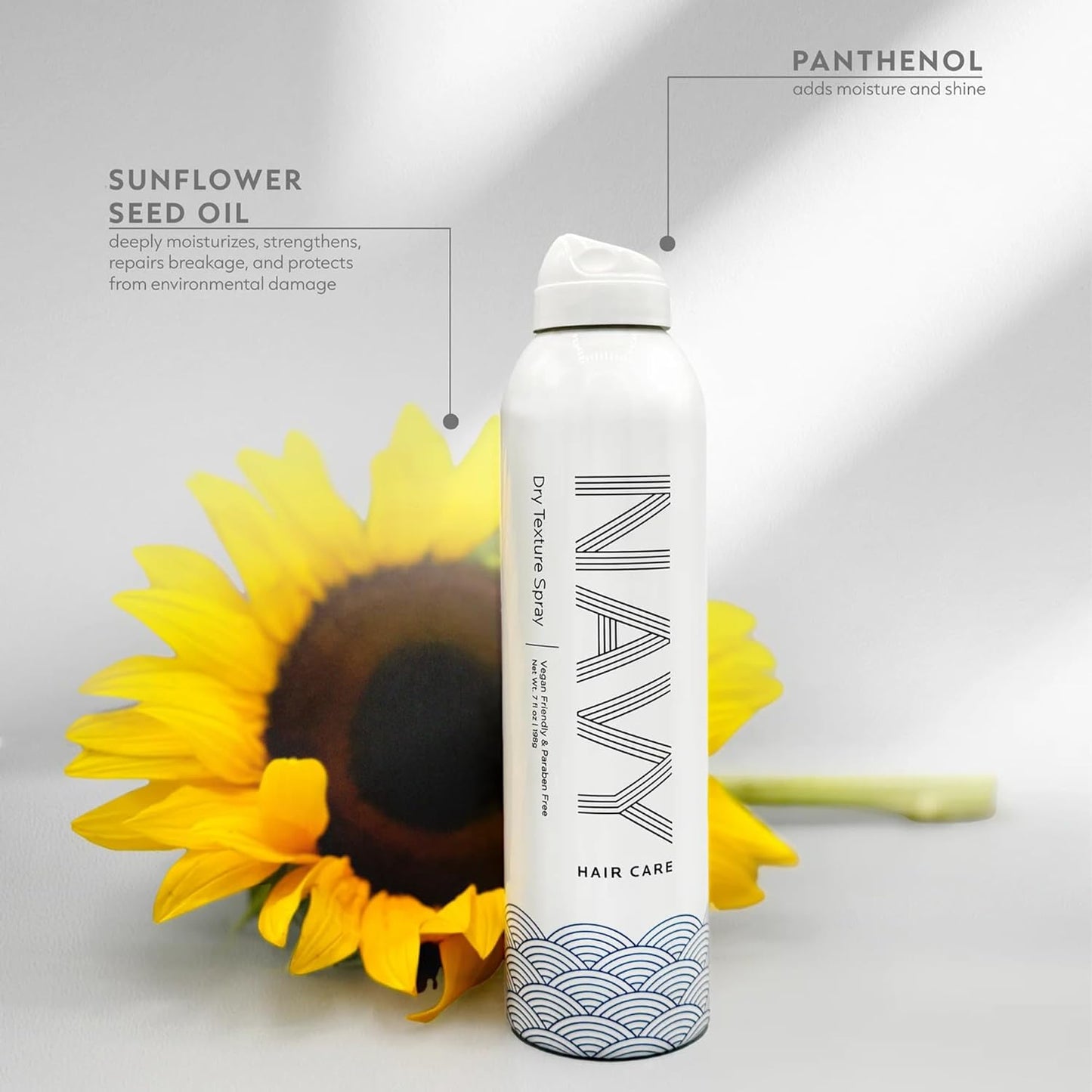 NAVY HAIR CARE Dry Texture Hair Spray | Adds Instant Volume & Fullness | A Lightweight Flexible Hold Styling Spray for Fine Hair | Non-Sticky Formula with Sunflower Oil | 7 oz