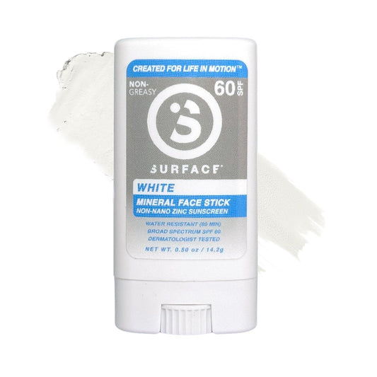 Surface Mineral Sunscreen Face Stick SPF 60, Lightweight Non-Nano Zinc Oxide Formula, Reef Friendly, Broad Spectrum UVA UVB Protection, Water Resistant Sun Care for 80 Minutes, Clear, 0.5oz