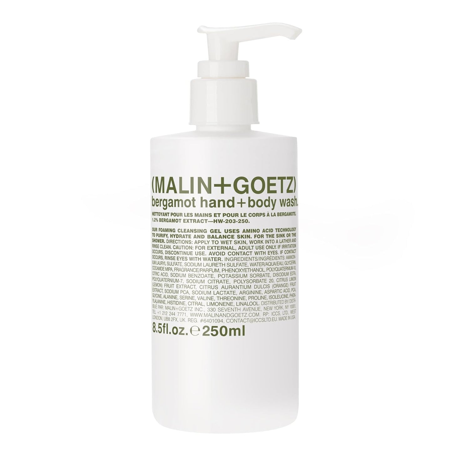 MALIN+GOETZ Women's Bergamot Hand + Body Wash, Clear, 8.45 Fl Oz (Pack of 1)
