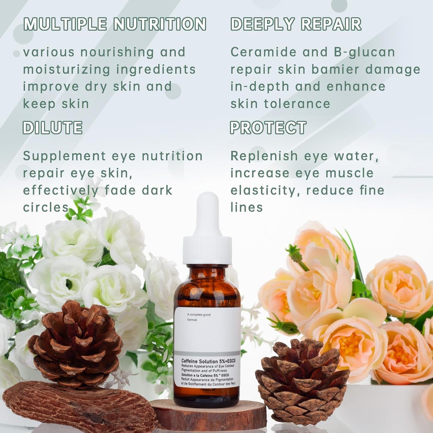 Caffeine Eye Serum for Reducing Puffiness and Dark Circles - 1Pcs Caffeine Solution 5%+EGCGE(30ml).