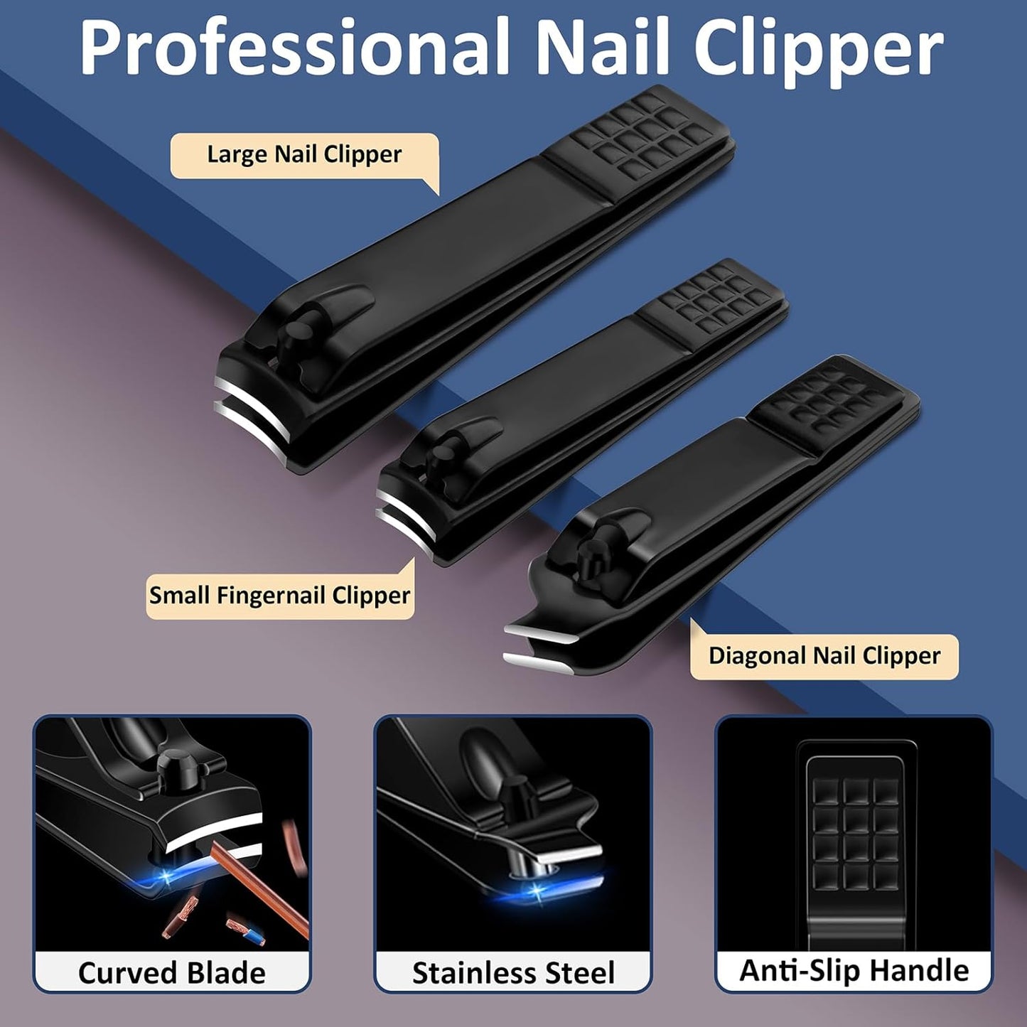 BLESWIN 10 in 1 Manicure Set, Professional Manicure Pedicure Kit for Women, Nail clipper Set for Men, Nail Care Kit with Leather Travel Case, Travel Nail Kit for Friends Parents Gift (Black)