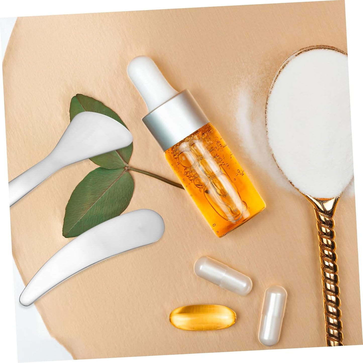 Compact Beauty Spatula Set - 2pcs Reusable Metal Makeup Scoop - Ideal for Lotions - Moisturizers and Creams - Essential Skincare Tool for Facial Care and Cosmetic Use