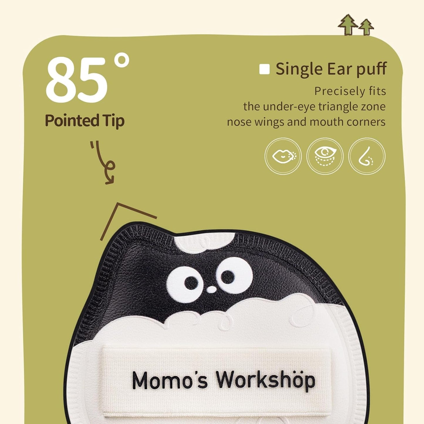 Lamb Toto Airy Marshmallow Puff,Makeup Sponge,Rubycell Material,Pointed Tip for Concealer + Flat Side for Foundation, Longwear Makeup, Travel Friendly & Reusable,2pcs Puffs & Storage Case