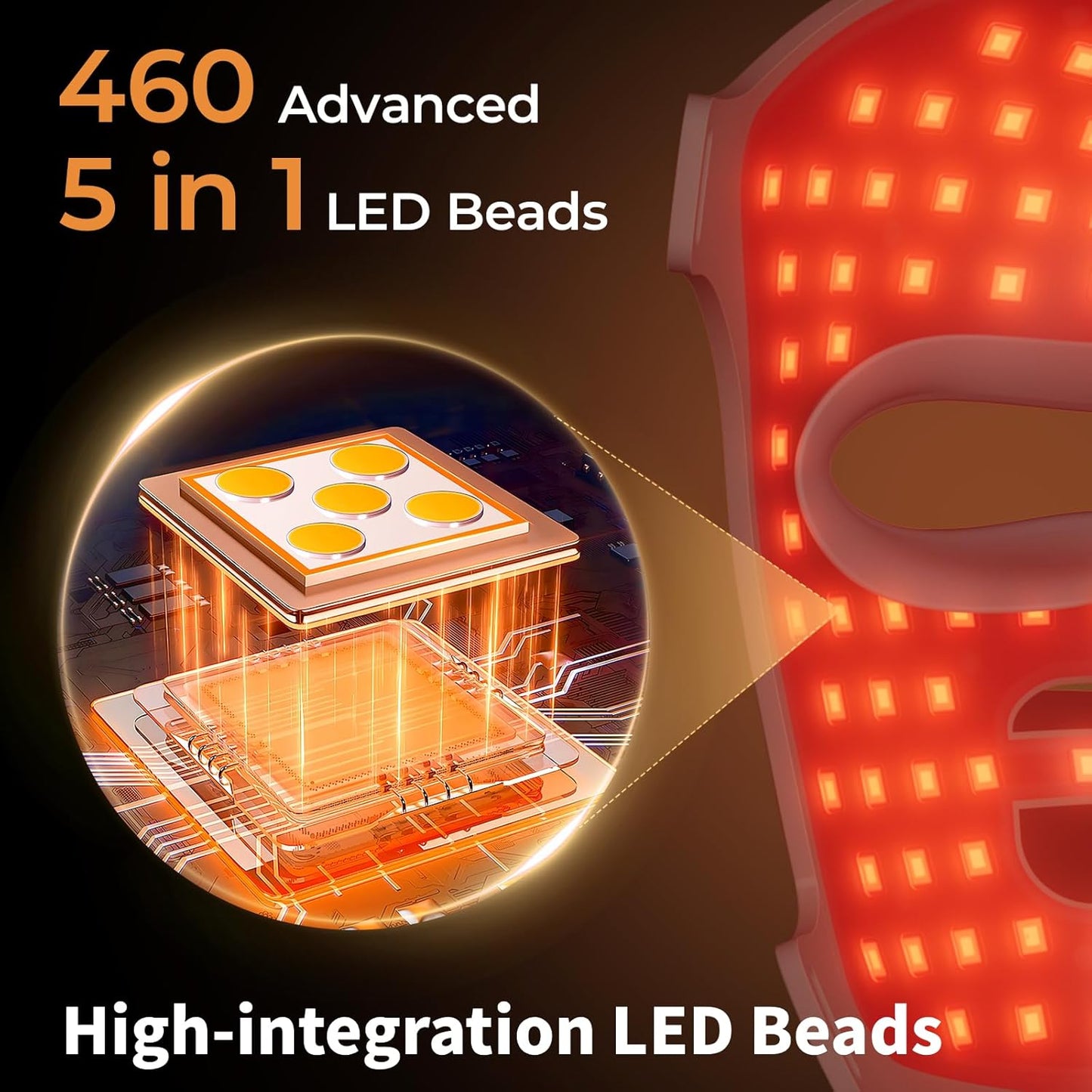 Red Light Therapy for Face Mask 460 LED with Anti-aging 4 Modes, 5000mAh Rechargeable Remote - Face Light Therapy Mask, Curved Soft Led Face Mask Makes Skin Glowing