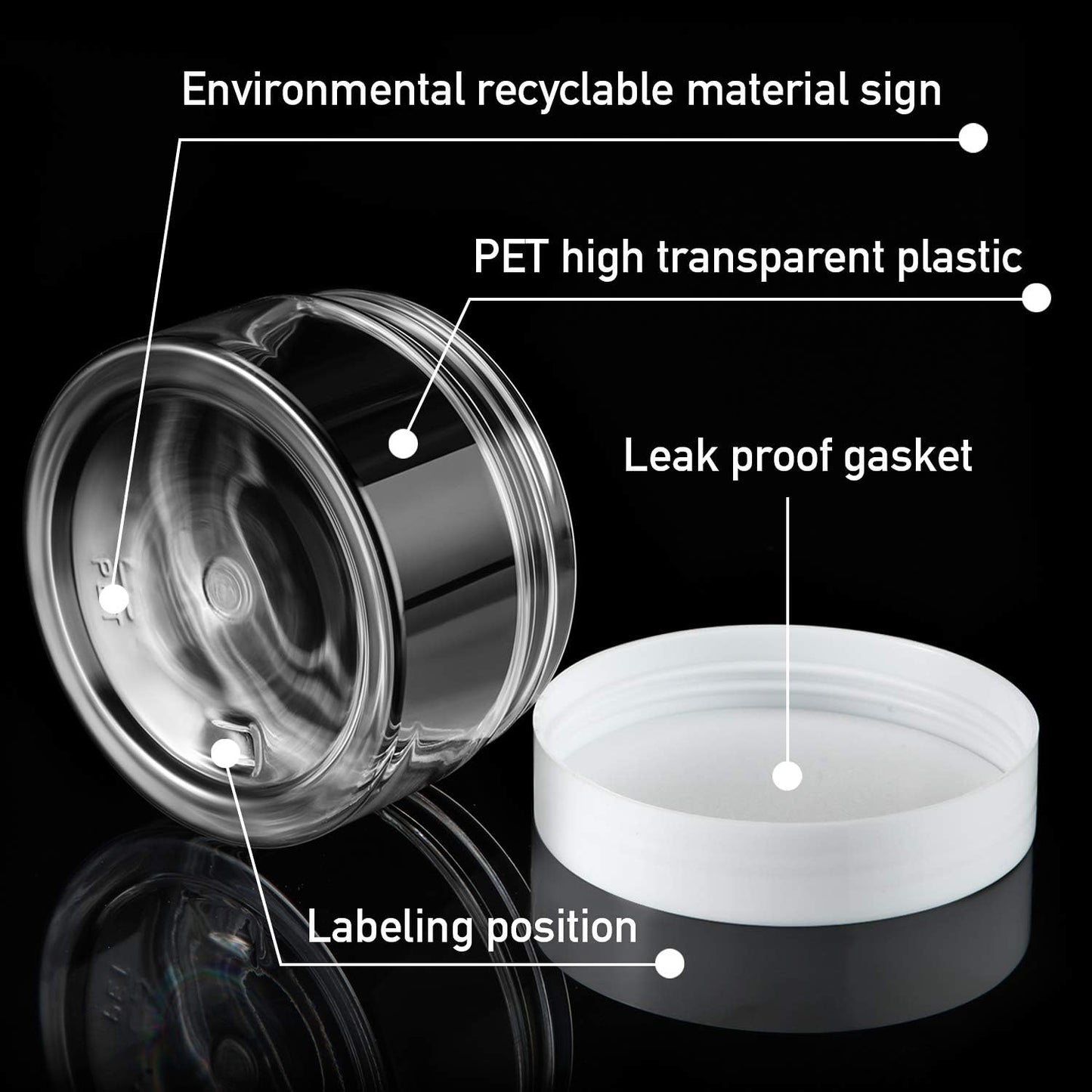 SATINIOR 36 Pieces 1.5 oz Plastic Jars with Lids Wide Mouth Airtight Reusable Container Acrylic Cosmetic Small Jars for Lotions Ointments Travel Toiletries Creams Make up Storage(White)