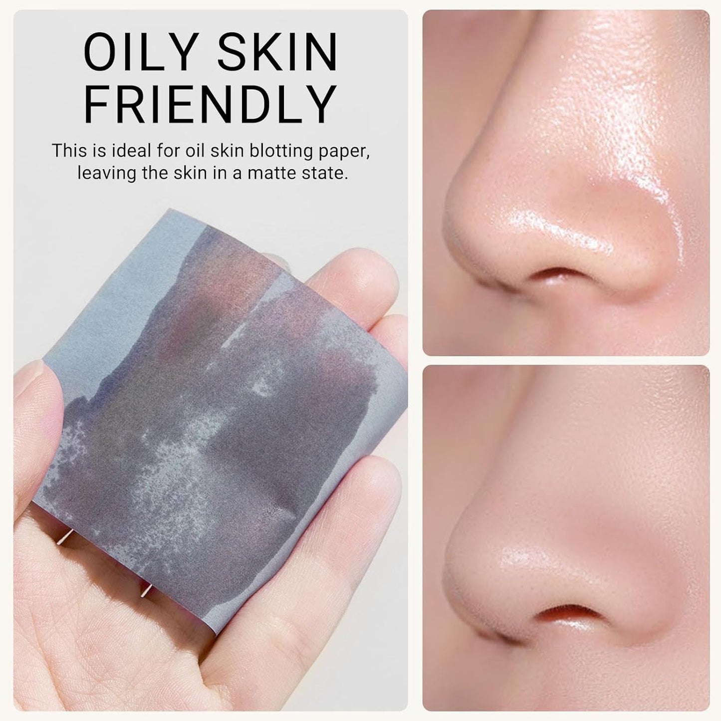 KYDA 200 Sheets Bamboo Charcoal Oil Blotting Paper with Mirror and Puff, Refills Included, Face Oil Absorbing Sheets, Makeup Friendly Oil Control Paper, Travel Size Oil Control Film