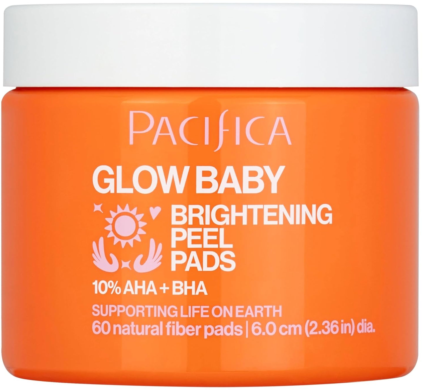 Pacifica Glow Baby Brightening Peel Pads 10% AHA + BHA Exfoliating Face Pads for Glowing Skin Resurfacing Glycolic Acid & Salicylic Acid Pad to Smooth Texture & Minimize Pores Fragrance Free 60 Count