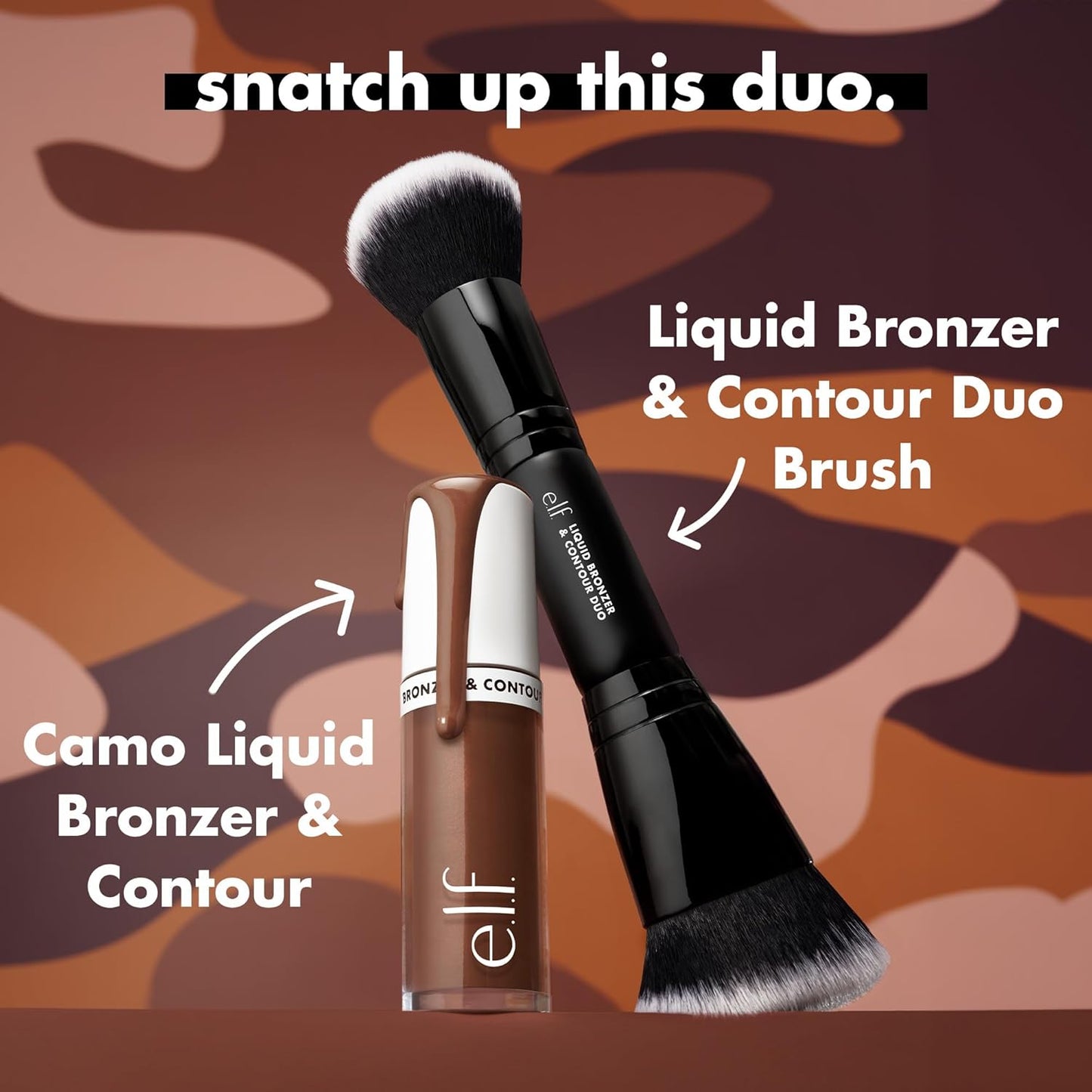 e.l.f. Camo Liquid Bronzer & Contour, Silky Highly Pigmented Formula, Creates a Long-Lasting Bronzed Glow & Natural Look, Vegan & Cruelty-Free, 6 Tan