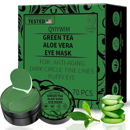 Under Eye Patches 70PCS, Green Tea Eye Patches for Puffy Eyes Treatment, Under Eye Masks for Dark Circles and Puffiness, Non-Irritating Eye Mask Skincare, Eye Gel Pads, Eyes Bags Treatment
