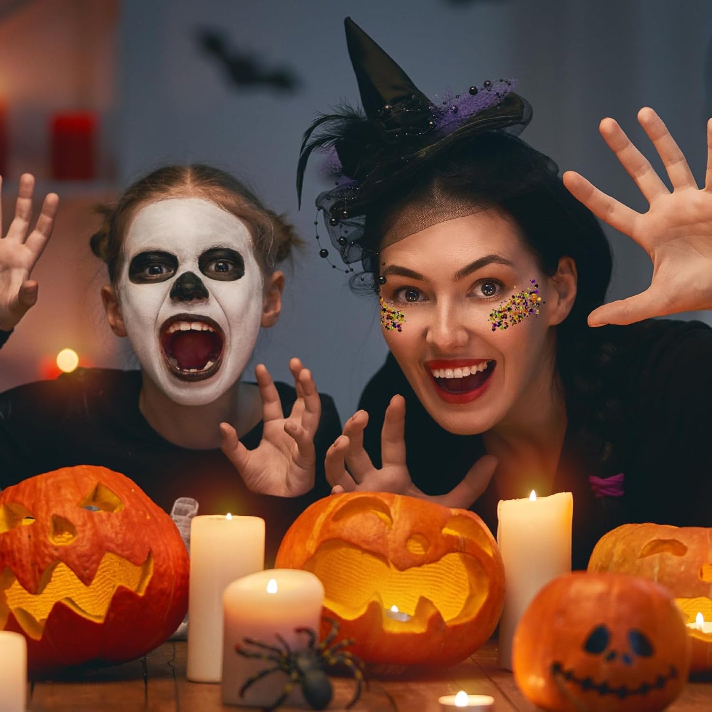 Halloween Glitter Gel for Body, Face, Hair and Lip, Color Changing Glitter Gel Under Light (Halloween)