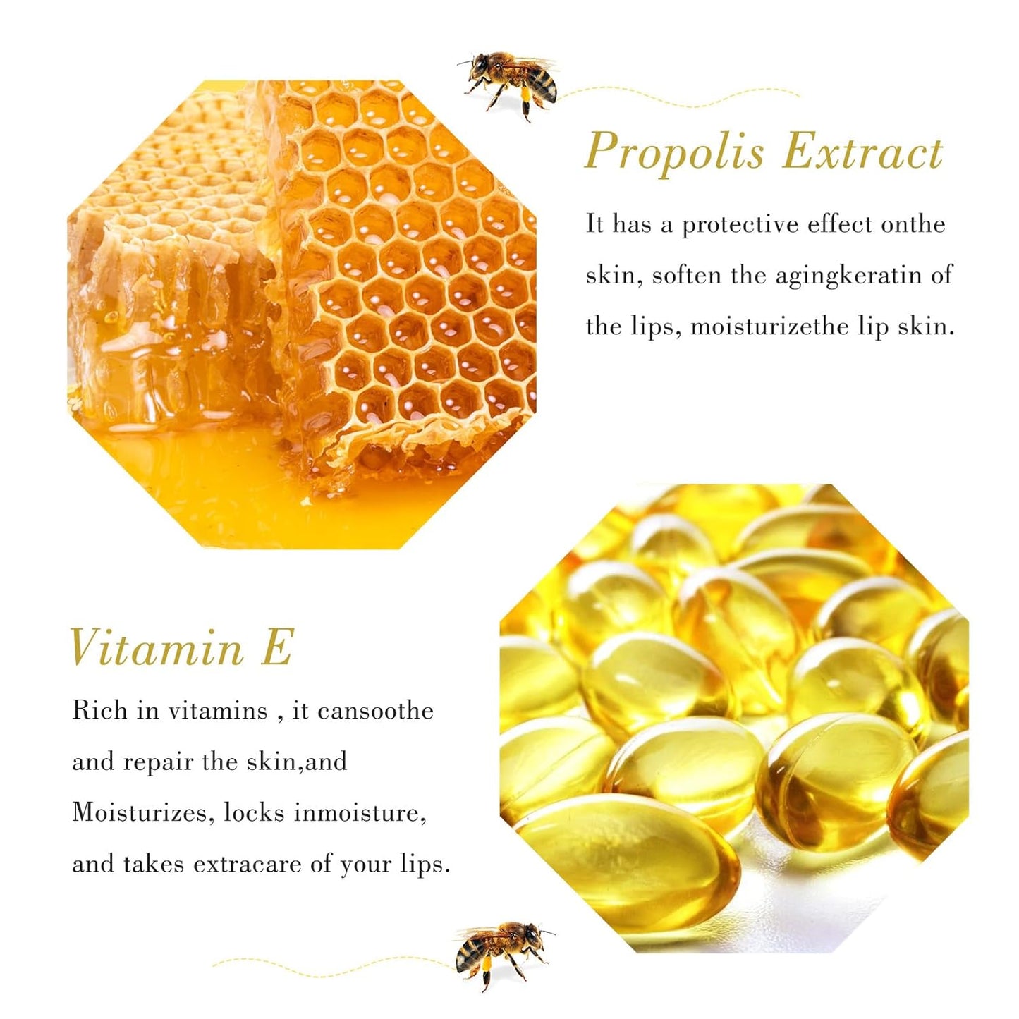 Honey Lip Butter, Hydrating Overnight Lip Balm & Mask, Bee Lip Mask, 12 Hours Long-lasting Moisture, Hygienic Twist Dispenser, Cracked Lip Scrubs Exfoliato Lip Wrinkle Skin Care Products