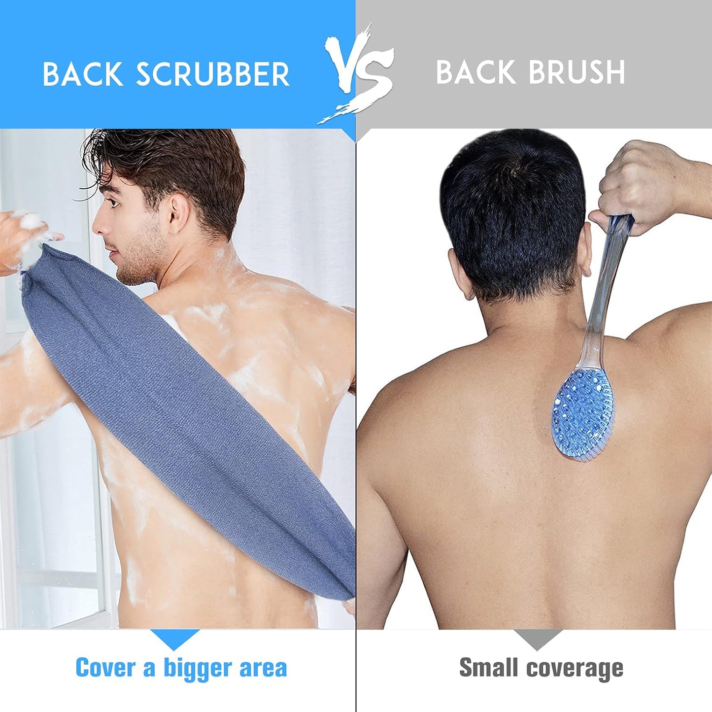 Evridwear Exfoliating Back Scrubber with Handles Two Sides for Body Shower Deep Cleans Skin Massages Invigorating Blood Circulation Men Women One Size (Back Scrubber)