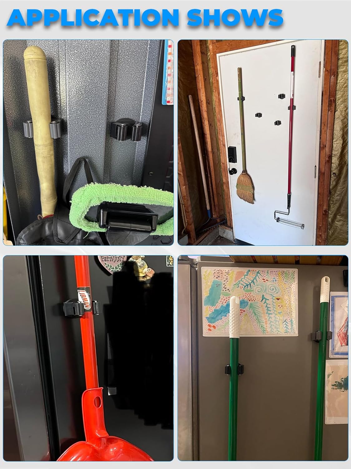 Magnetic Broom Mount, Mop Holder Magnetic No Drilling Magnetic Tool Holder Wall Mount for Garden Tool,Rack Rake,Shovel Handle,Garage,Kitchen,Laundry Tools Organizer-8 PCS/Gray