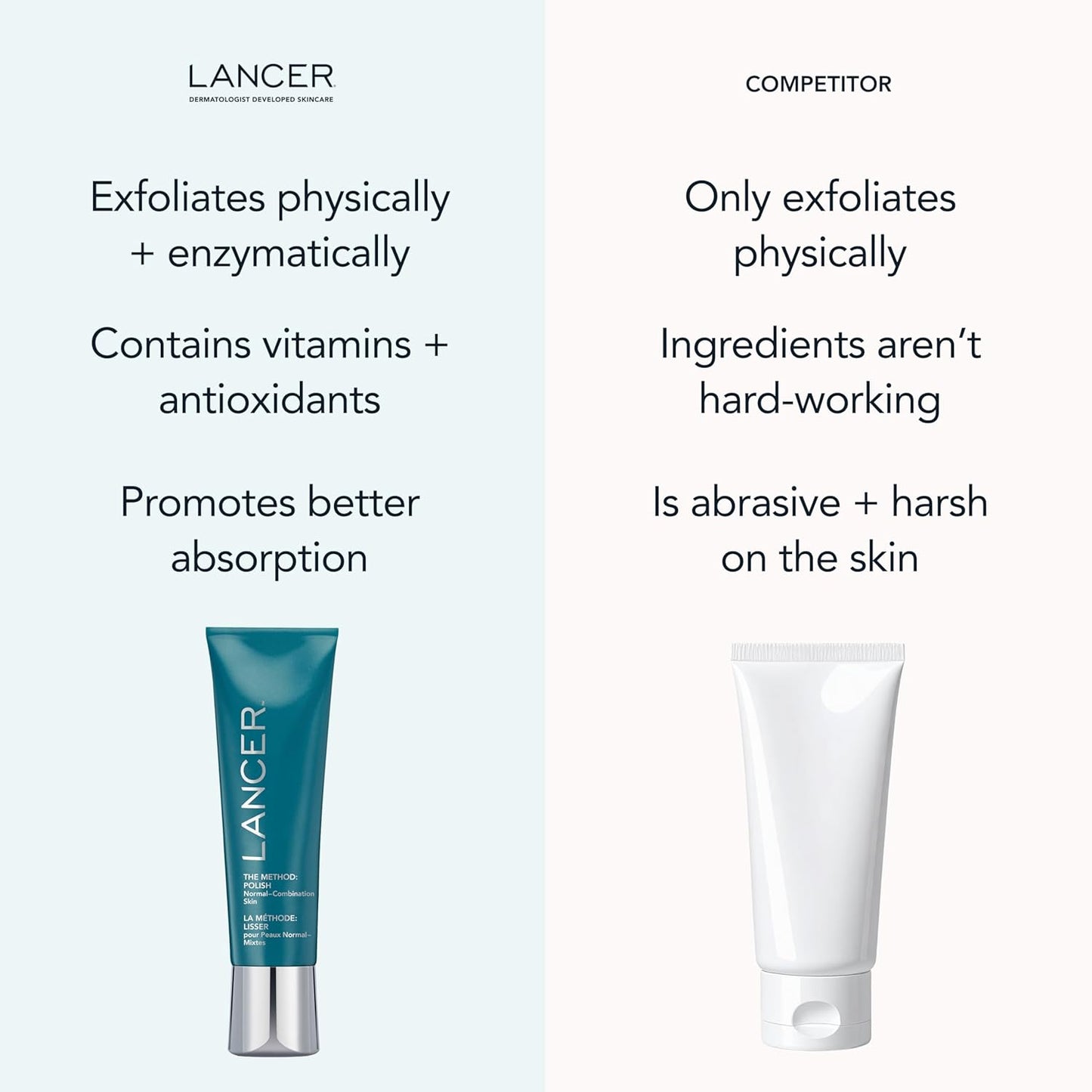 Lancer Skincare The Method: Polish Facial Exfoliator, Daily Exfoliating Face Scrub with Natural Minerals, Normal Combination Skin, 4.2 Fluid Ounces
