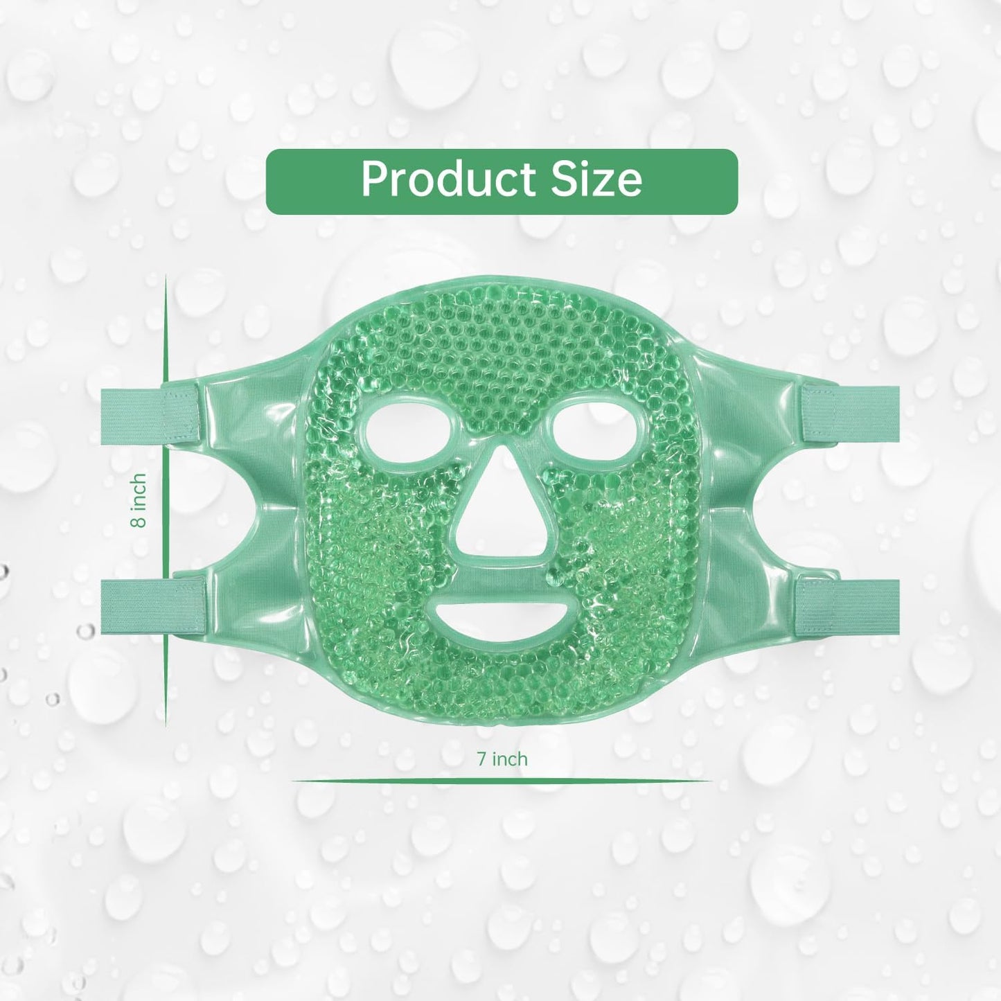 Face Eye Mask Ice Pack for Reducing Puffiness, Bags Under Eyes, Puffy Dark Circles, Migraine,Hot/Cold Pack with Soft Plush Backing (Green #43)