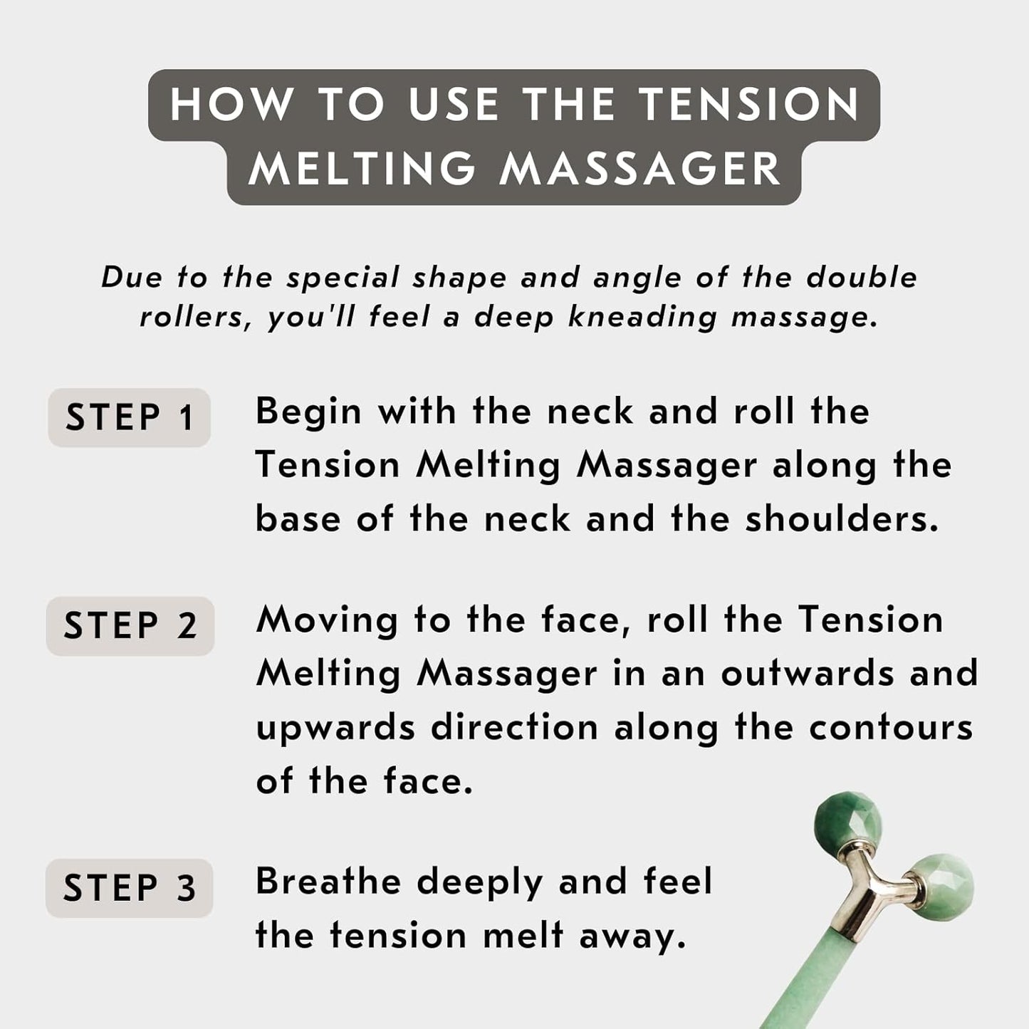 Mount Lai Jade Tension Melting Facial Massager for Face & Neck – Face Roller to Relieve Tension, Soothe Stress, Improve Circulation & Revitalize Skin for Radiant Care