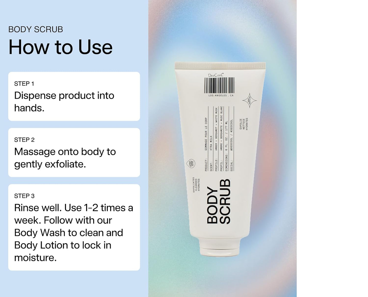 Dedcool Body Scrub Xtra Milk – Gentle Exfoliating Formula with Rice Powder, Kakadu Plum & Coconut Oil, Regular/Full Size