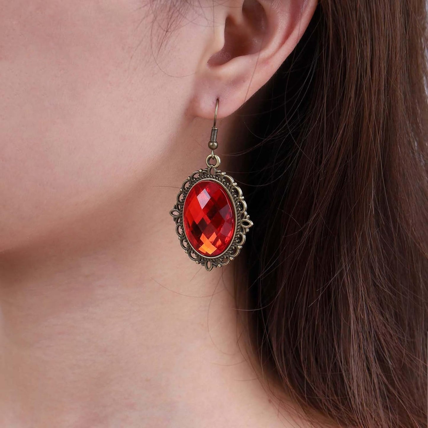 Vintage Black Crystal Drop Earrings Oval Onyx Dangle Earrings Large Onyx Stud Earrings Black Gem Hook Earrings Jewelry for Women and Girls