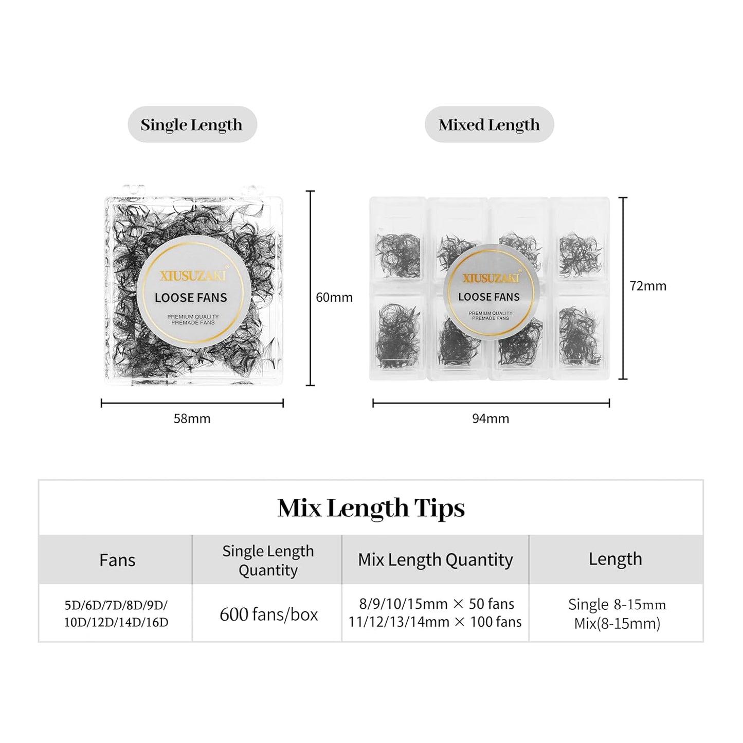 Premade Fans Eyelash Extensions 600 Fans 16D Volume Lash Extensions 0.07 Thickness Soft Fluffy Black False Eyelash