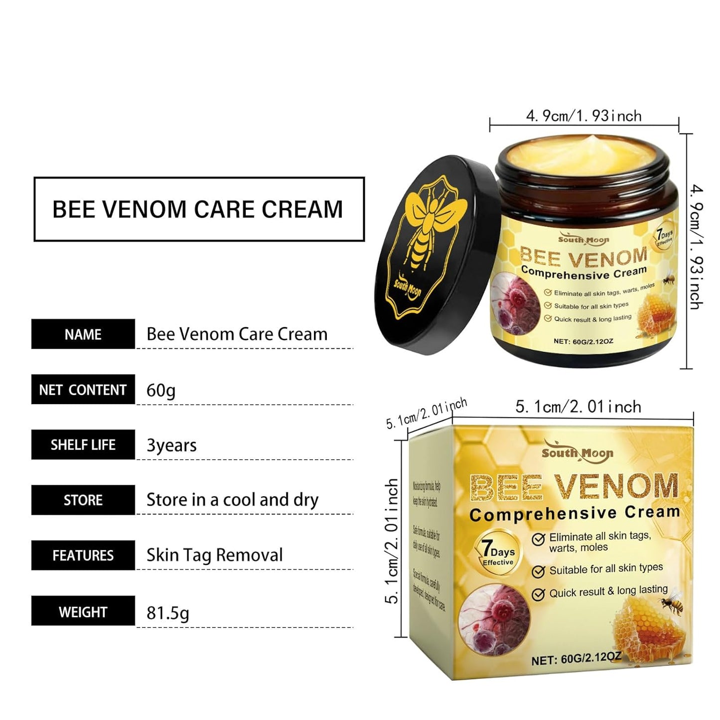 2PCS Bee Venom Skin Treatment Cream, 2025 Bee Venom Comprehensive Cream for All Skin Types, Skincare Treatment Creams, Visibly reduces blemishes