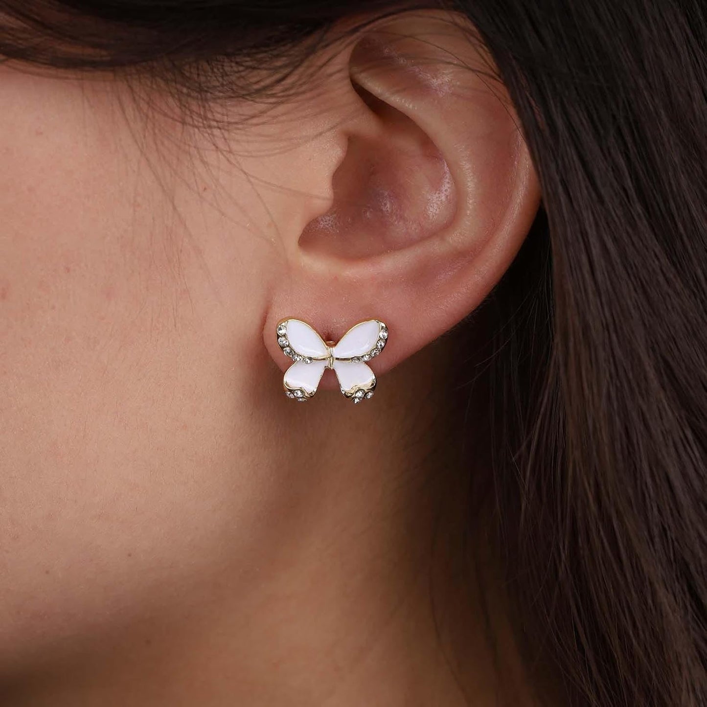 Vintage Crystal Butterfly Pearl Earrings Long pearl Drop Earrings Gold Pearl Tassel Chain Earrings Sparkly Cz Butterfly Stud Earrings Jewelry for Women