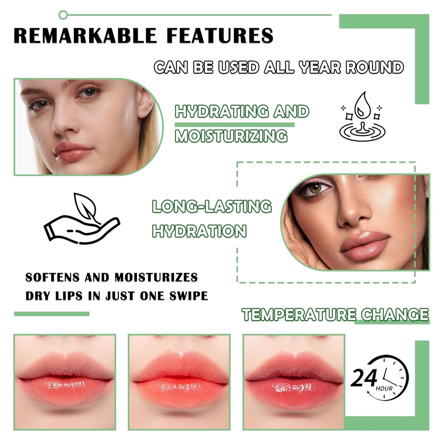 4PCS Aloe Vera Color Changing Lipstick,Temperature Color Change Lip Gloss Makeup Set,Waterproof Long Lasting Aloe Vera Tinted Lip Balm Moisturizer,Moisturizing PH Mood Magic Lipstick for Women