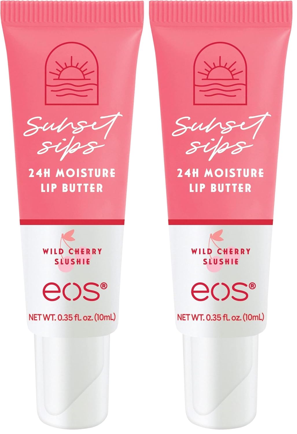 eos Sunset Sips Lip Butter Tube- Wild Cherry Slushie, 24-Hour Moisture, Overnight Lip Mask, Lip Care Products, 0.35 fl oz (Pack of 2)
