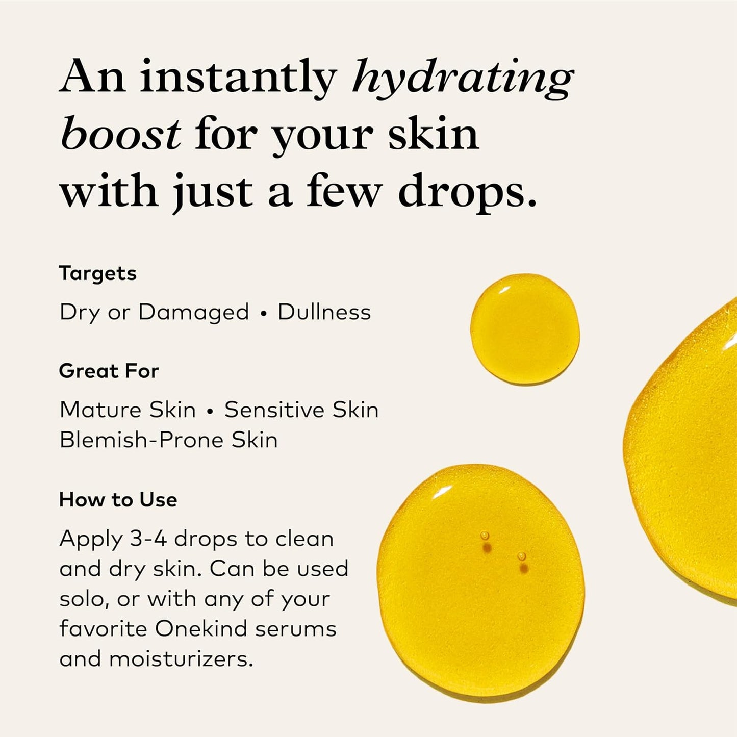 Onekind Golden State Anti Aging Botanical Face Oil with Rosehip Seed Oil, Sea Buckthorn Extract, Carrot Seed to Visibly Brighten, Firm, and Hydrate - Nourishing and Hydrating for Dry Skin