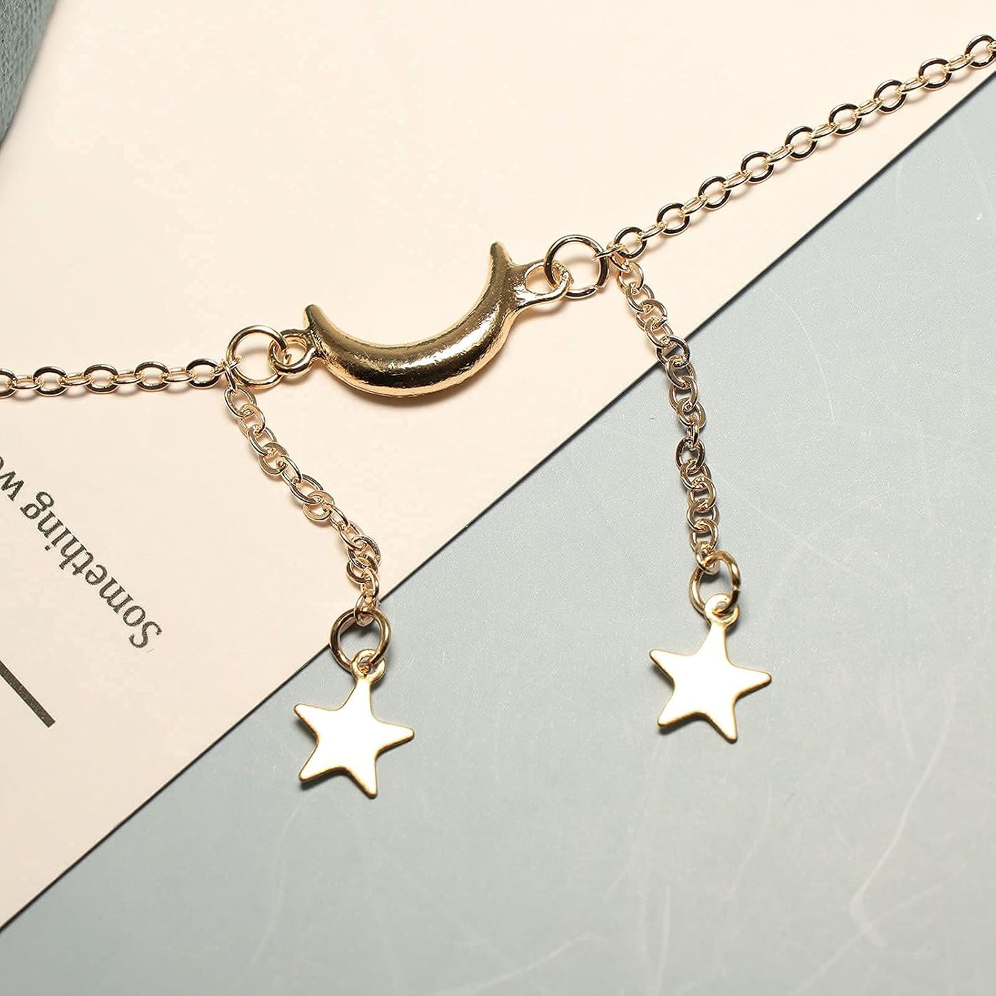 Boho Gold Y Necklace Double Star Arch Moon Pendant Necklace Fashion Star Moon Necklace Jewelry for Women